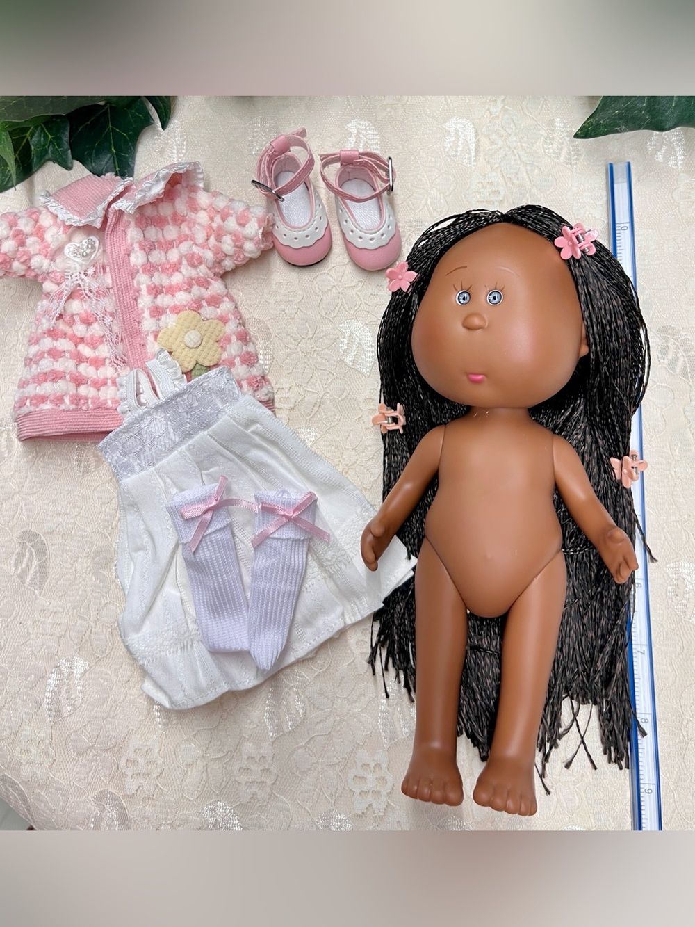 NWT-Mia Potato Doll, 1/8 Scale, 9”, 23 CM. Dark Brown Braided Hair and Blue Eyes - Picture 10 of 12